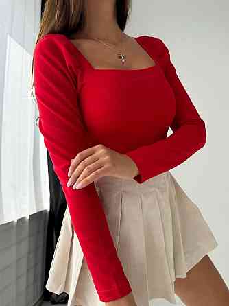 Женская базовая кофта с квадратным вырезом креп-дайвинг Красный, 46/48 Одесса