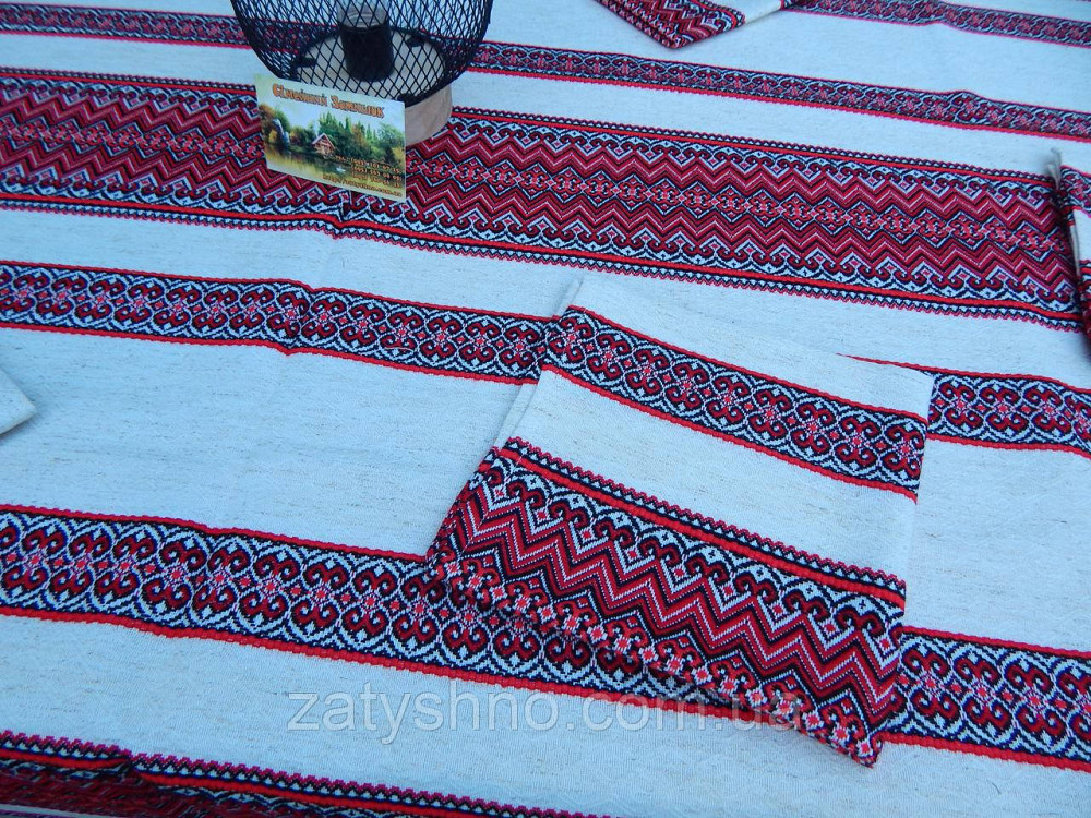 Вышитая скатерть с салфетками на льне Киев - изображение 8