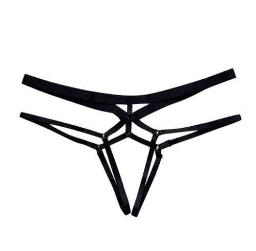 Еротичні трусики на резинках універсальний чорний Київ