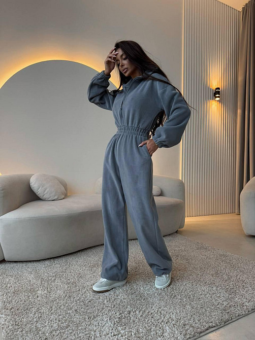 Женский теплый комбинезон из двухстороннего флиса Графит, 46/48 Одесса - изображение 1