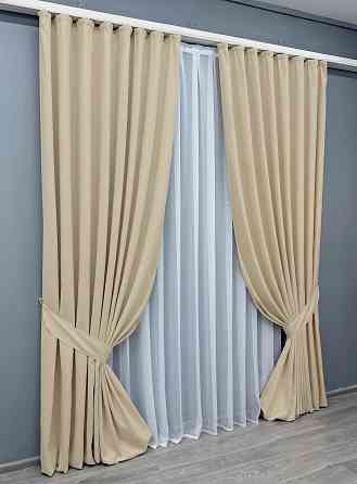 Комплект готових штор VR-Textil Мікровелюр Petek № 1826ш Бежевий 200х290 см 2 шт (32-146) Київ