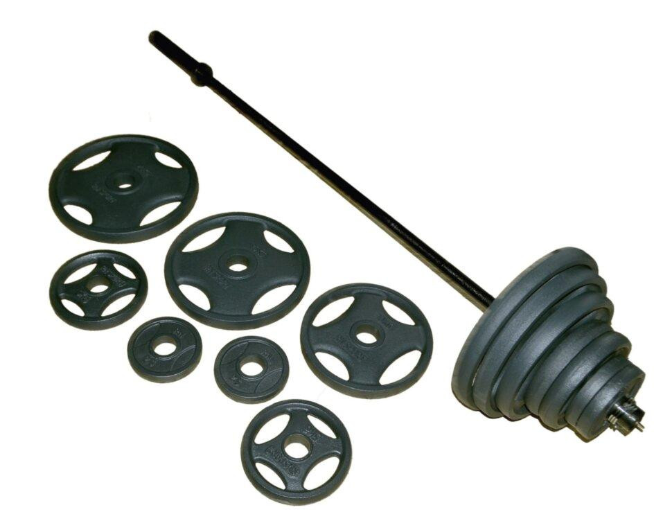 Штанга олімпійська чавунна на 200 кг Гантелі, гирі, штанги та диски набірні Київ - фото 8