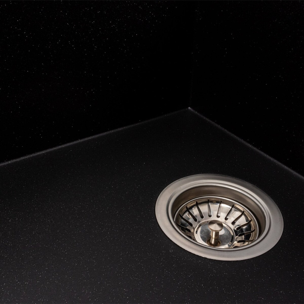 VALESO Гранітна мийка для кухні VALESO AZURIT 7950 матова Чорний металік Коломия - фото 15