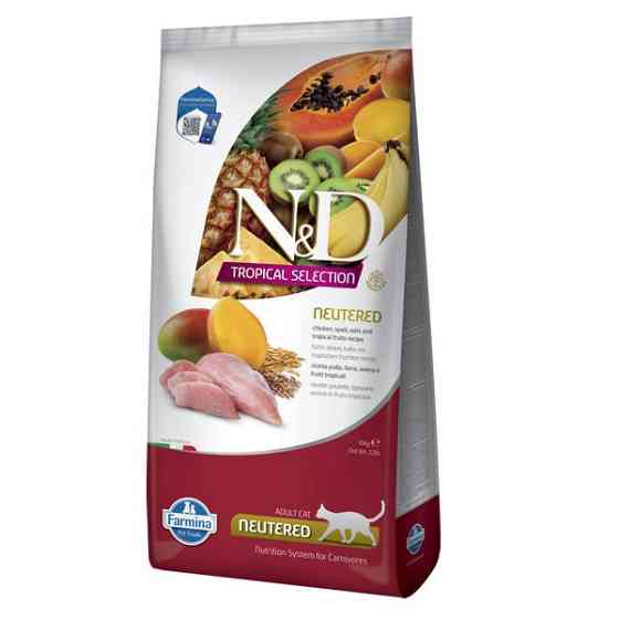 Сухий низькозерновий корм Farmina N&D Tropical Selection для стерилізованих дорослих котів, курка з тропічними фруктами, 10 кг Київ