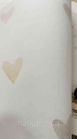 Шпалери флізелінові еко Rasch Kids World II 0.53х10 дитячі серця рожеві жовті коричневі на білому 301717 Київ