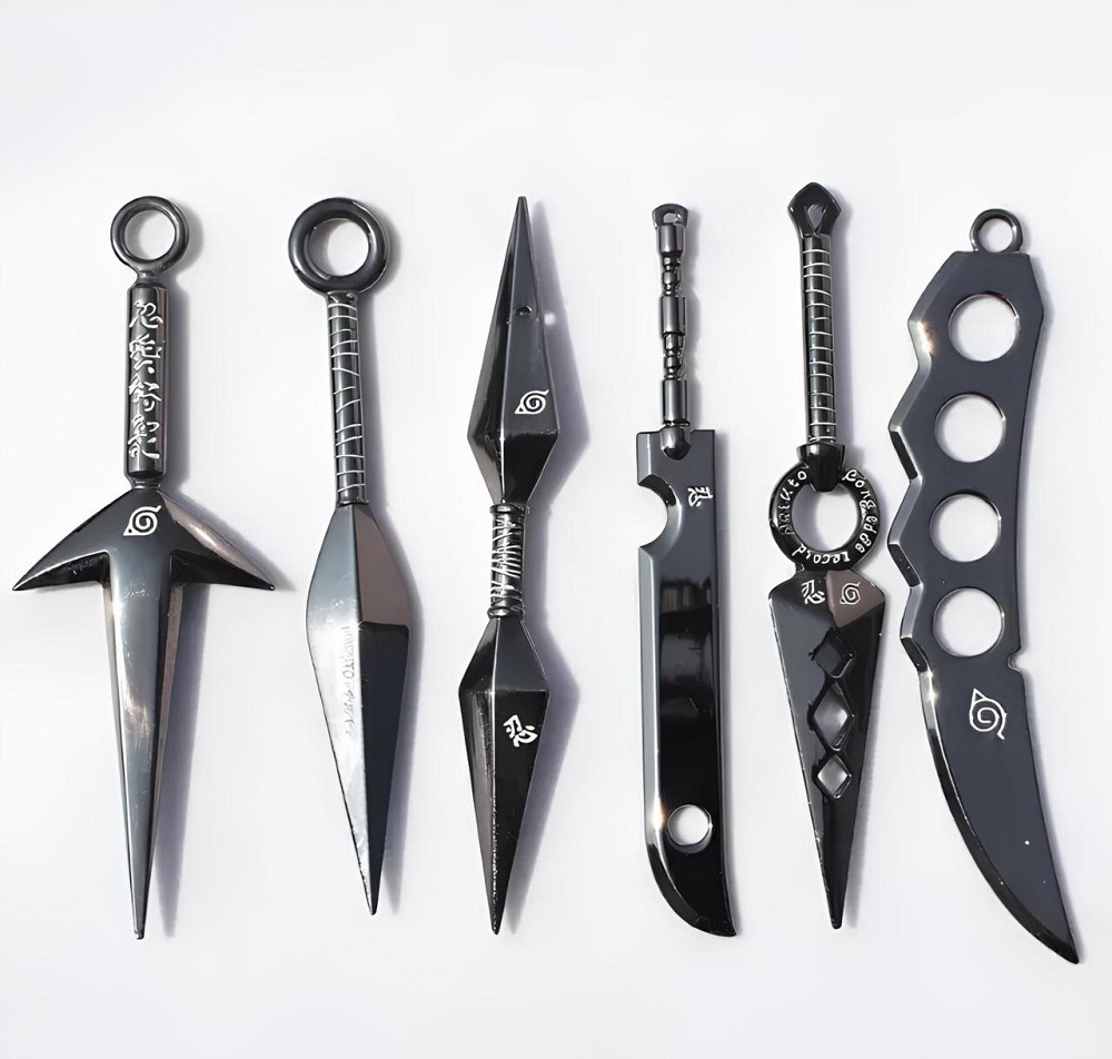 Комплект іграшкових кунаї шинобі Наруто Узумаки RESTEQ — металеві кинджали, сюрікен, амулет і коробка Київ - фото 6