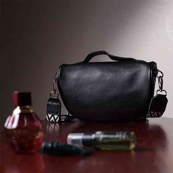 Жіноча сумка через плече в класичному кольорі з натуральної шкіри Vintage 22655 Чорний Київ