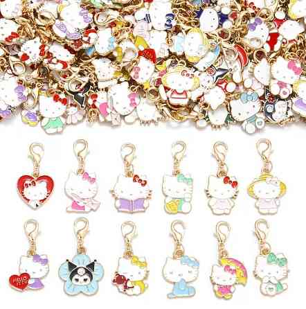 Набор 10 шт. эмалированных подвесок в виде котиков Hello Kitty | Брелки и кулоны из цинкового сплава Киев