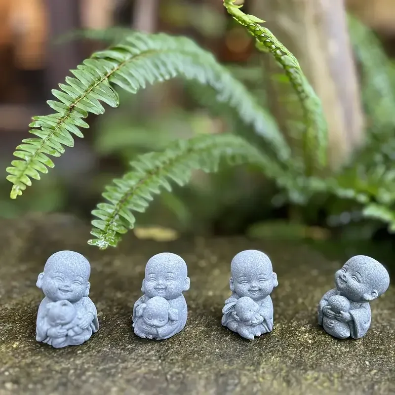 Набор фигурок маленьких монахов с животными – декоративные статуэтки для дома, сада или мини-композиций Киев - изображение 5