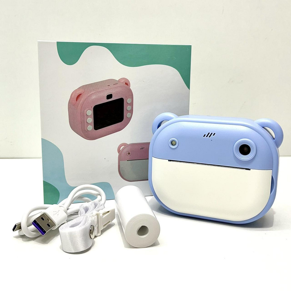 Фотоапарат-принтер фронтальна камера чб друк USB-кабель 2 рулони термопапір звук фото відео ігри SD роз'єм Блакитний (C 66631) Чернігів - фото 2