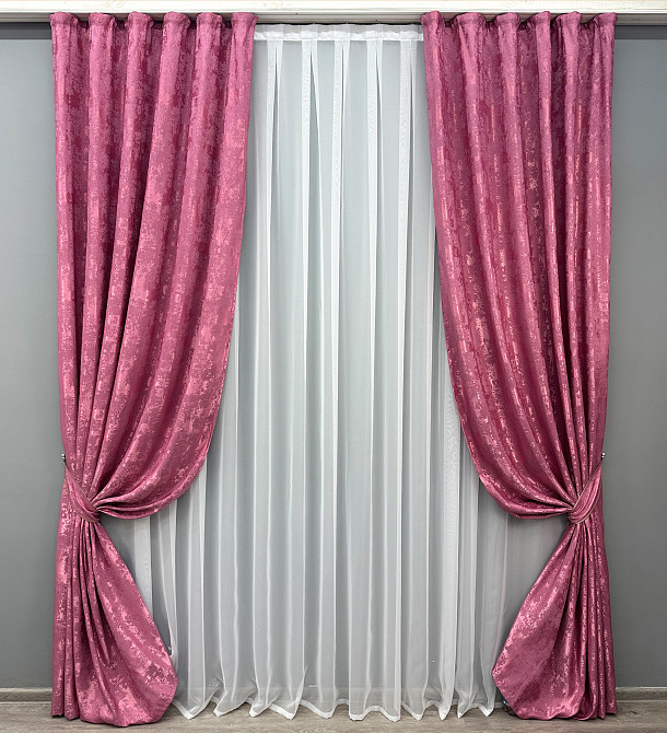 Комплект готових штор VR-Textil Жакард Sultan XO № 1146ш Малиновий 150х270 см 2 шт (30-959) Київ - фото 2