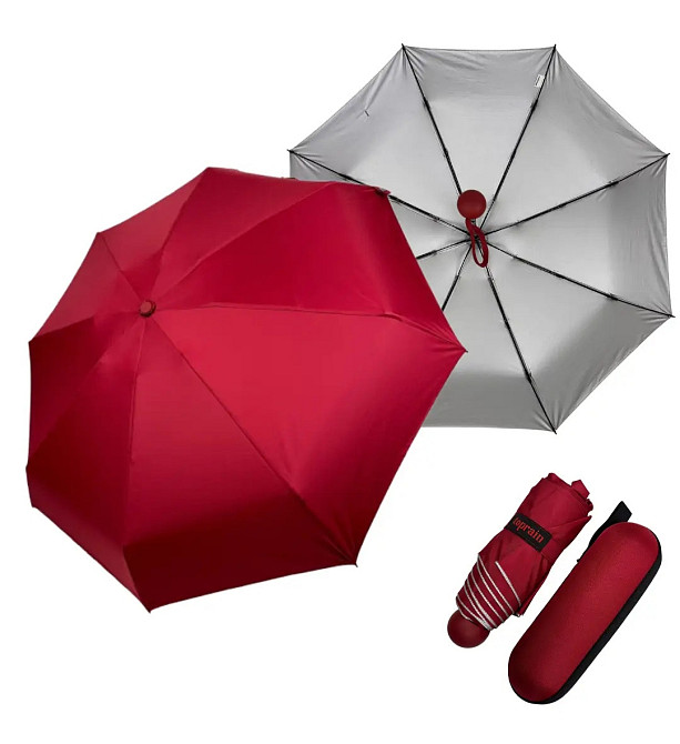 Парасолька міні капсула з футляром червоний Київ - фото 1