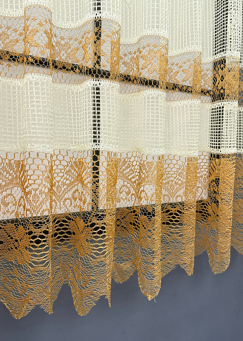 Тюль сетка VR-Textil Juli № 612т Арка на кухню цвет молочный с коричневым 400х150 см (53-0136) Киев - изображение 6