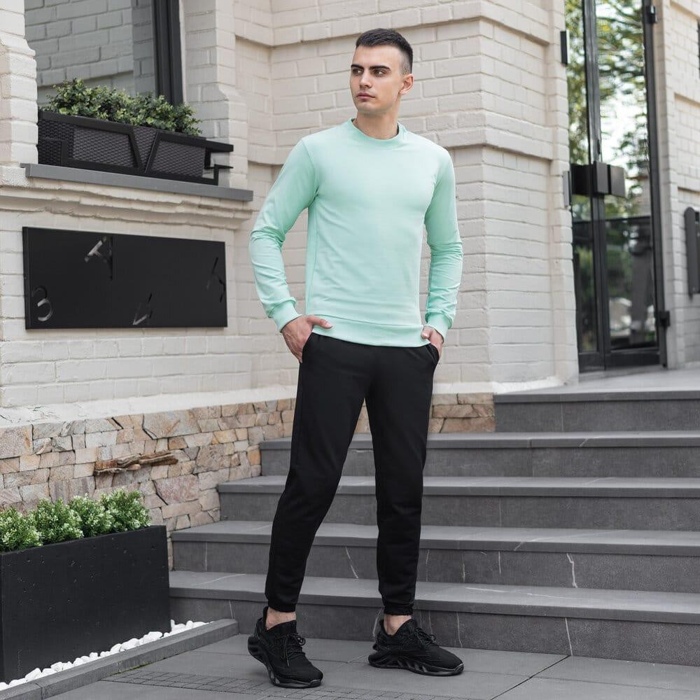 Світшот чоловічий однотонний ментоловий Pobedov 001 Київ - фото 2