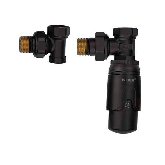 Комплект для підключення радіатора Koer SET-24.Black - 1/2'' кутовий з термоголовкою (KR5283) Київ