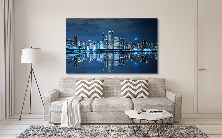 Картина полотно у вітальню / спальню      Нічне місто   MLP_236 ( 60х30см ) 80х160см Київ - фото 2