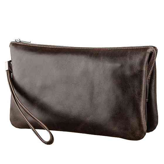 Барсетка чоловіча в гладку шкіру Коричнева (GRANDE PELLE) Київ