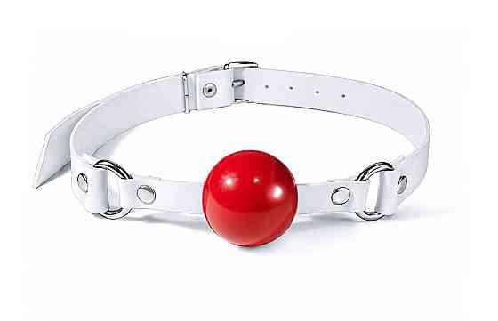 Кляп силиконовый Feral Feelings Silicon Ball Gag White/Red, белый ремень, красный шарик Sex Aura Киев