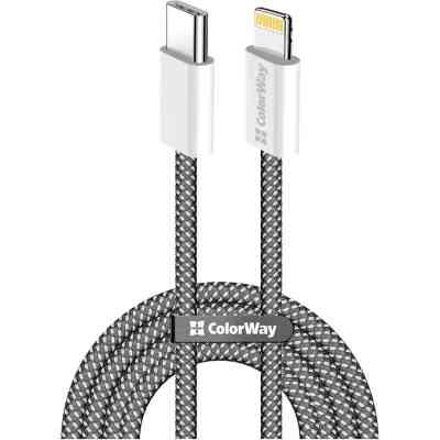 Дата кабель USB-C to Lightning 1.0m 27W black ColorWay (CW-CBPDCL061-BK) Винница
