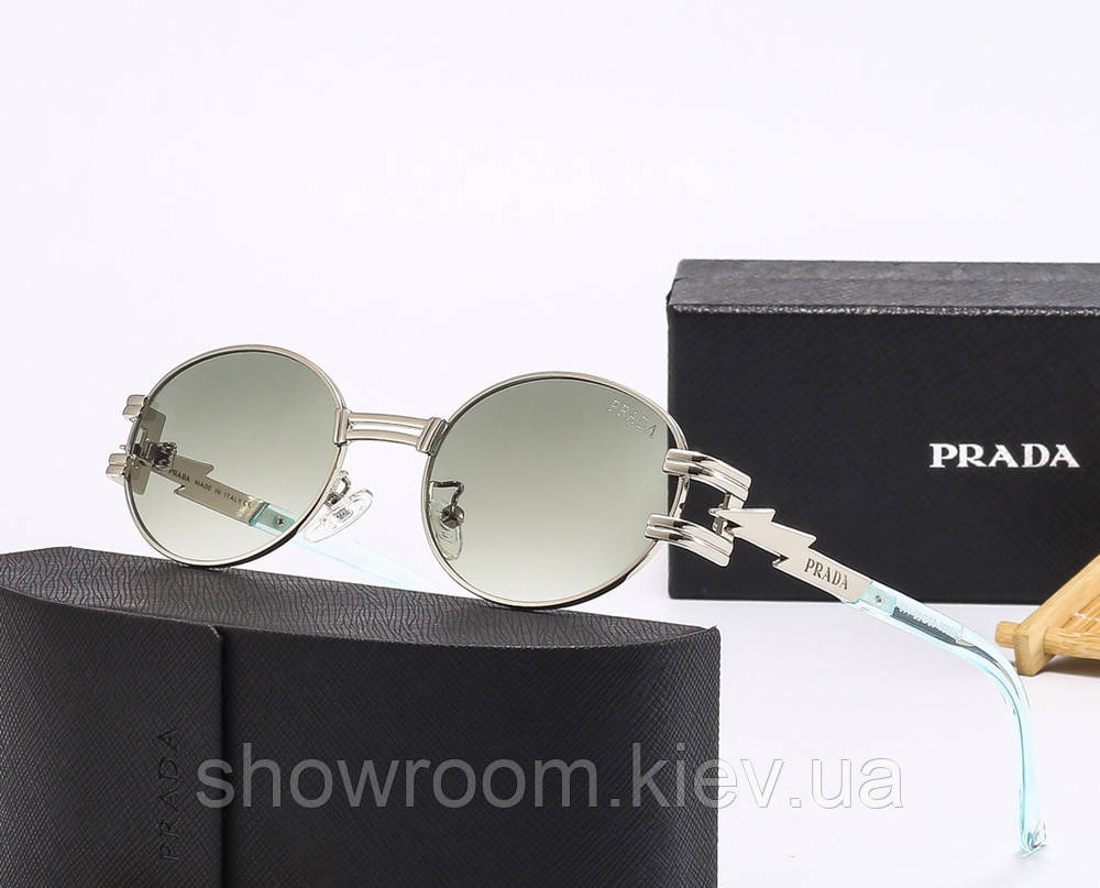 Женские солнцезащитные овальные очки Pr (1702) silver Киев - изображение 1