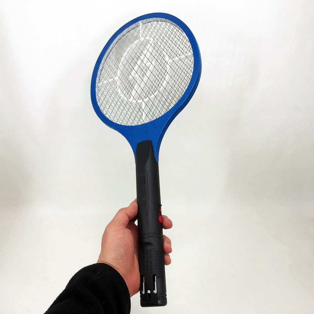 Мухобойка электрическая от насекомых, Аккумуляторный уничтожитель комаров, мошек, мух. Цвет: синий KI-14 Львов - изображение 1