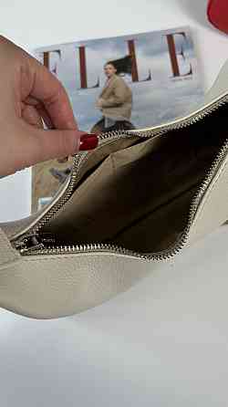 Женская кожаная сумочка, Стильная сумка из натуральной кожи, Маленькая бежевая сумка на плечеMasterSem Киев