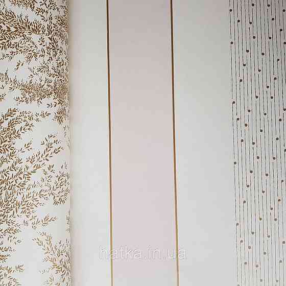 Шпалери вінілові на флізелін Caselio The Place to bed 0.53х10 м смуги білі кремові золотисті Київ