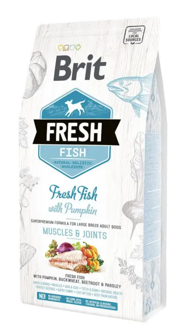 Сухой корм Брит Brit Fresh Fish/Pumpkin Adult Large (рыба/тыква) для взрослых собак больших пород, 2.5 кг Винница - изображение 1