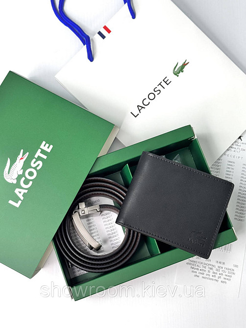 Чоловічий подарунковий набір пасок і гаманець Lacoste (982) Київ - фото 5