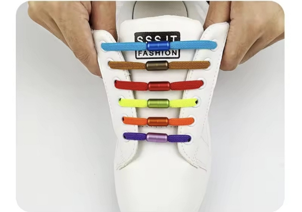 Шнурки еластичні без зав'язок з застібками в один колір Блакитний Сміла - фото 4