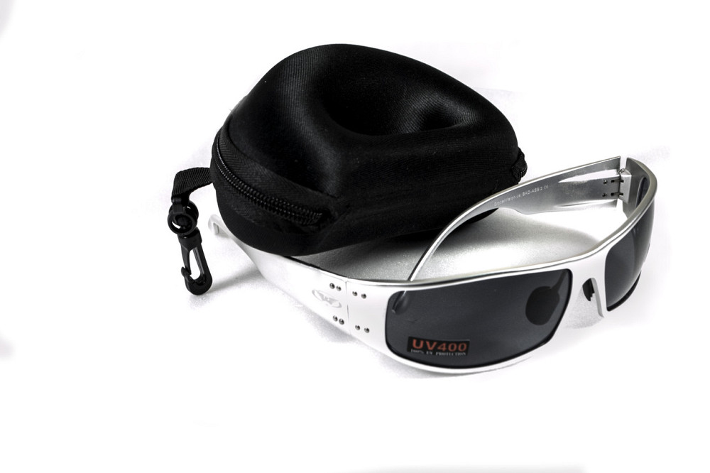 Окуляри захисні Global Vision Bad-Ass-2 Silver (gray), сірі в сріблястій металевій оправі Запоріжжя - фото 2