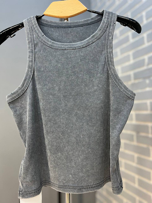 Майка жіноча YI FANG 501-2733 варена рубчик порізані шви one size, сірий, one size Київ - фото 2