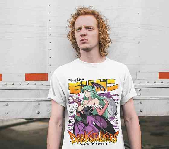 Футболка чоловіча з аніме принтом Морріган Аенсланд Схір Дарксталкерс оверсайз (S/M/L) Чорний AnimeJ1038 Дніпро
