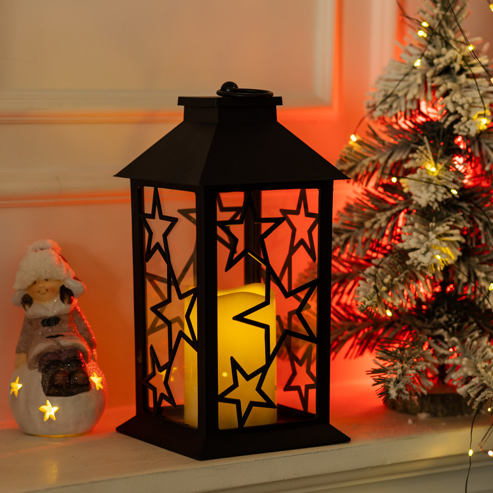 Yiwu Ліхтар декоративний 14×14×30 (см) підвісний з LED підсвічуванням Чорний CR-3-2 Киев - изображение 6