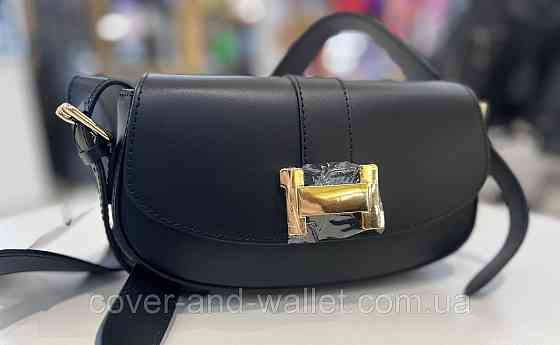 Модна компактна жіноча сумка крос-боді з італійської гладкої шкіри (чорна) Virginia Conti Київ