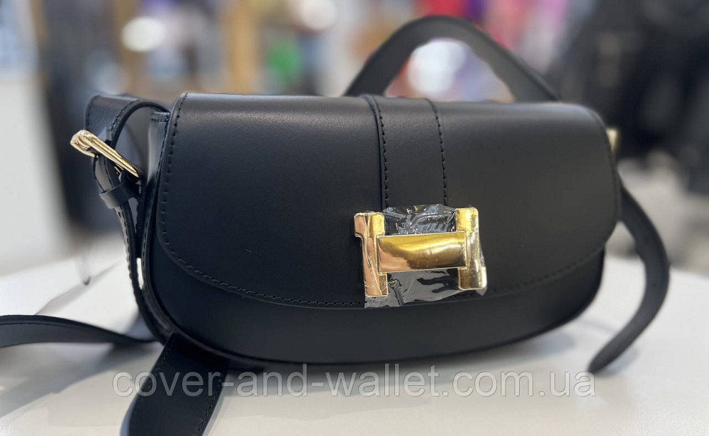 Стильная женская сумка среднего размера из итальянской кожи (черная) Virginia Conti Киев - изображение 1