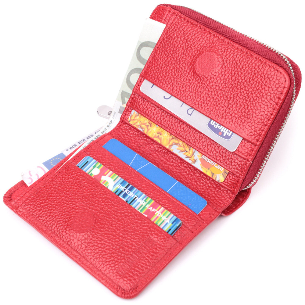 Кошелек для женщин яркого цвета из натуральной кожи Красный (ST Leather) Киев - изображение 9