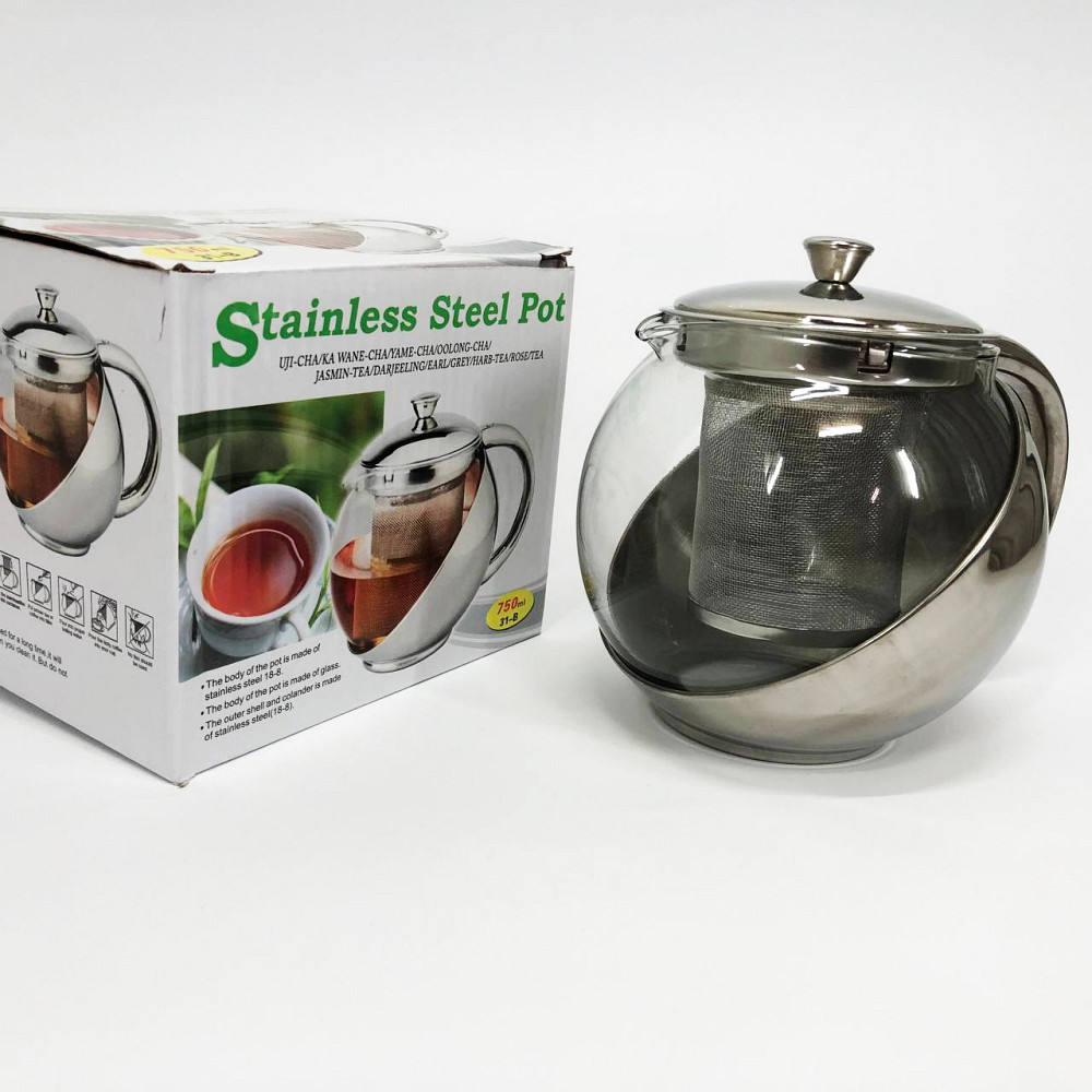 Скляний чайник з фільтром для заварювання чаю UNIQUE UN-1162 0.75 л, Красиві заварники для чаю PU-47 Львів - фото 7