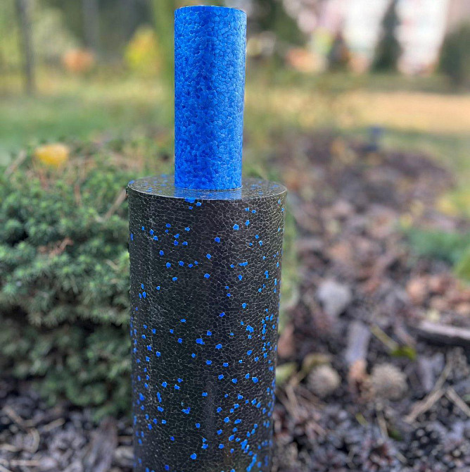 Масажний ролик (роллер) гладкий PowerPlay PP-4348 2 in 1 EPP Foam Roller Чорно/Синій (33x14см.) Кам'янське - фото 4