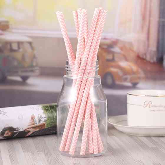 Коктейльні трубочки 25 штук 20 см рожевий Київ