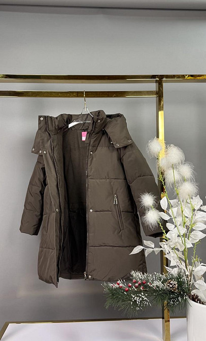 Детская зимняя куртка - пальто для девочки с сумкой на 8 - 9 лет шоколад Николаев - изображение 3