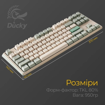 Клавиатура Ducky One 3 TKL Cherry MX Red UA USB Cream (DKON2187-RUAPXМAEGGC1) Винница - изображение 6