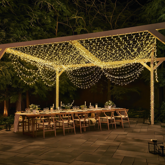 Вулична новорічна гирлянда 100 м, 1000 LED, жовте світло Київ