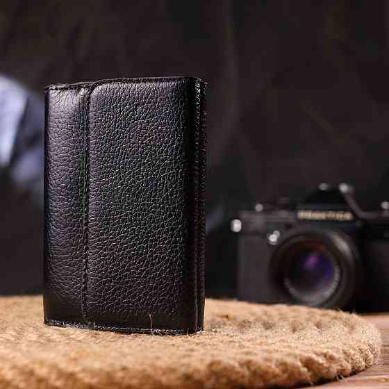 Класичний жіночий гаманець із натуральної шкіри флотар Чорний (CANPELLINI) Київ