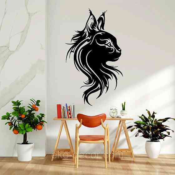 Декоративное настенное Панно «Кот» Декор на стену 70*42 см, Черный Киев