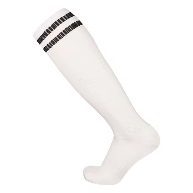 Гетры футбольные с полотенечной тканью на подошве белые с черными полосками CZST-314, размер L Каменец-Подольский - изображение 2