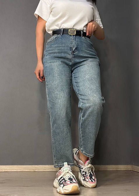 Джинси жіночі Sterling 9203 MOM з ременем стрейчеві банани сині, синій, 29, 29, 81 см, 109 см Київ - фото 5