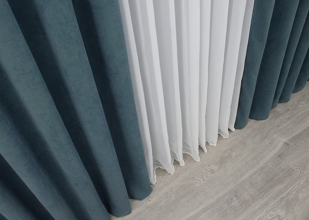 Комплект готових штор VR-Textil Мікровелюр Petek № 1489ш Сіро-блакитний 150х290 см 2 шт (33-0362) Київ - фото 7