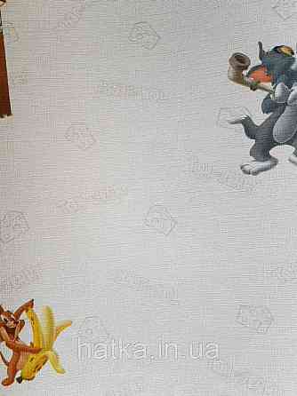 Шпалери вінілові на флізеліні AdaWall Ada Kids метрові дитячі Том і Джеррі сюжети написи на білому Київ