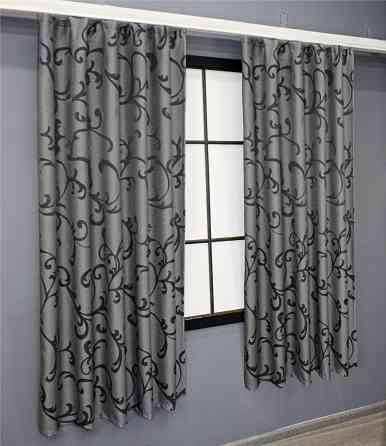 Комплект коротких штор VR-Textil Жаккард Allure № 1618ш Серый 130х170 см 2 шт (35-0270) Киев